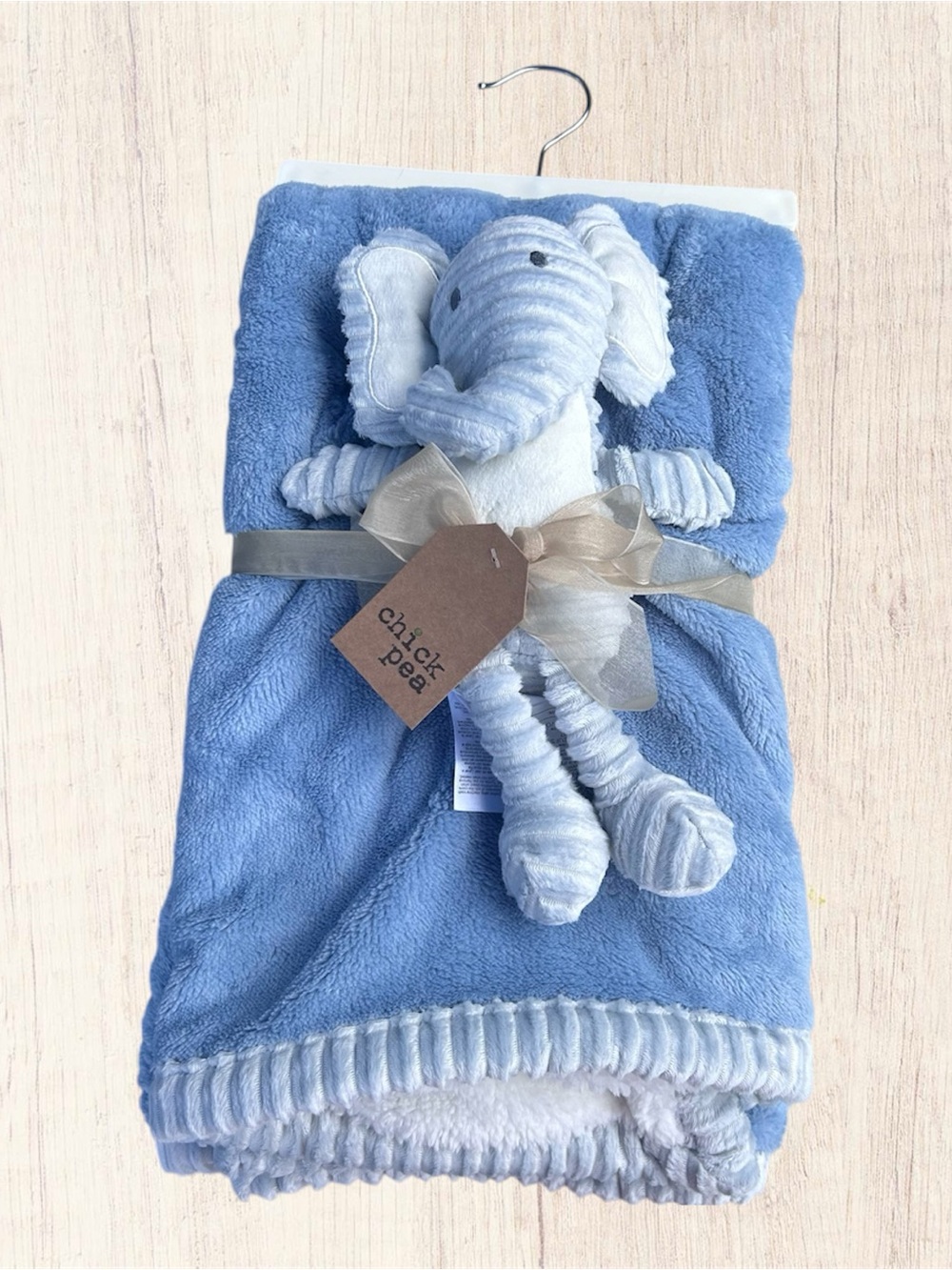 NWT chick pea Blue Blanket & Lovey Set Elephant Baby Shower Gift Plush Sherpa